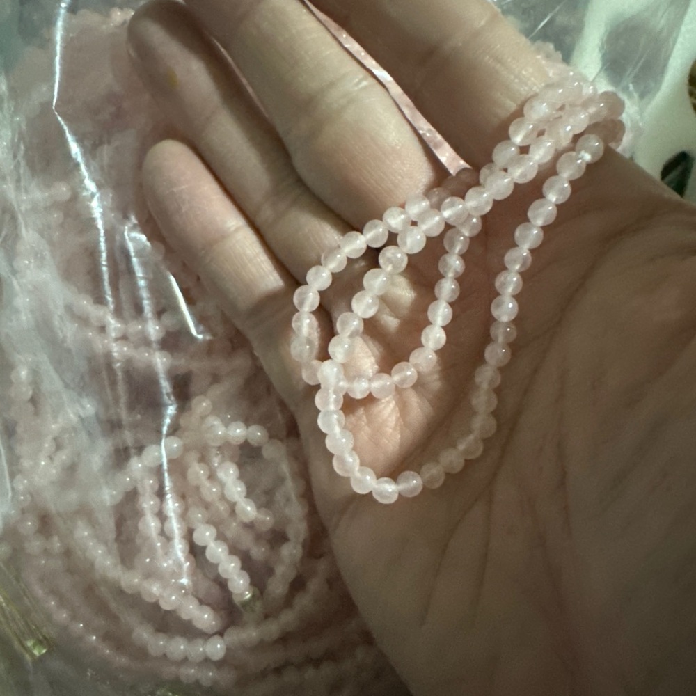 3pcs - Vintage new 4mm rose quartz beads / necklace 30”-32”